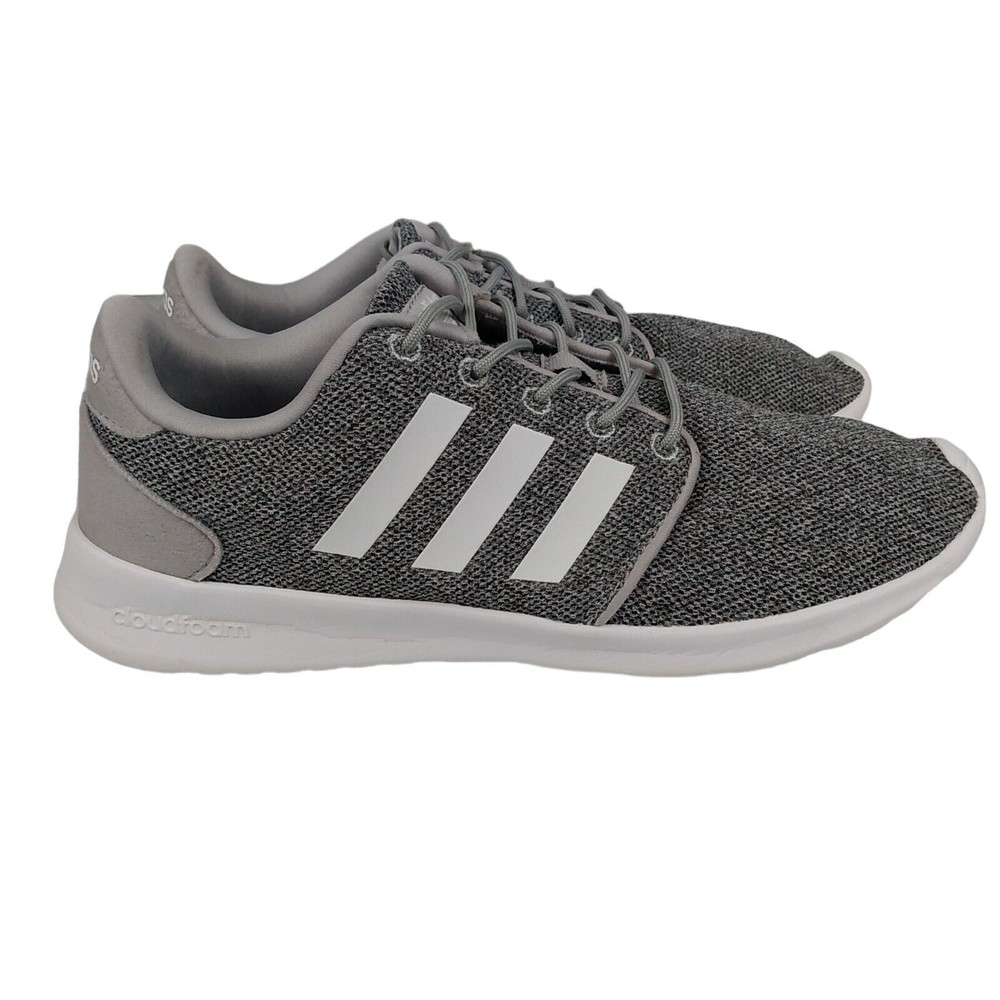 Adidas Cloudfoam QT Racer Gray White Stripes Womens Shoes Size 9 Unisex